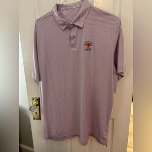 Peter Millar Light Purple / White and White Striped Polo Golf Shirt